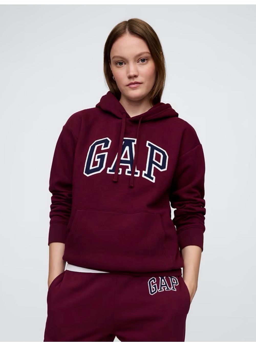 GAP Burgundy Logo Pullover Hoodie